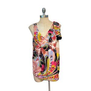 Anthropologie Leifsdottir Sleeveless Multicolor Floral Print V-Neck Blouse Top 8
